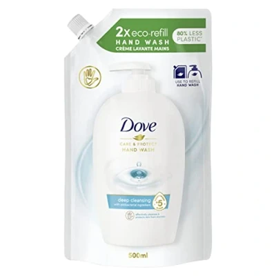 Image of Dove Liquid Hand Soap for Hydrated and Instantly Soft Skin Care &amp; Protect Refill Deep Cleansing with Antibacterial Ingredient 500ml