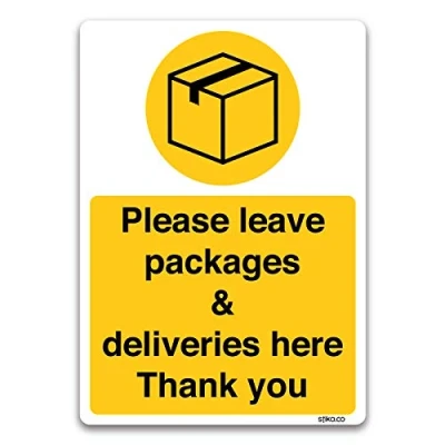 Image of stika.co Delivery Notice Sign self adhesive Vinyl, A5 210 x 148 mm &quot;Please leave all Deliveries here&quot; for Postman, Couriers and
