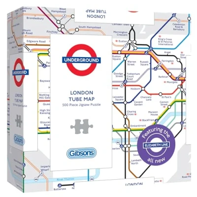 Image of TfL London Tube Map 500 Piece Gift Puzzle Underground Sustainable Jigsaw for Kids &amp; Adults Premium 100% Recycled Board Great Gibsons Games