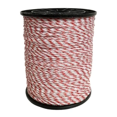 Image of ALI2 Electric Fencing Conductor Wire, 6 Strand Polywire Fence Wire Reel Nylon Stainless Steel, Cattle Sheep Horse Pets Crop Protection Pest Deterrent (Red and White 200m)