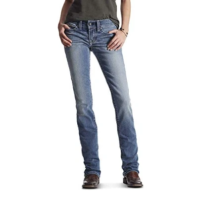 Image of ARIAT Women&#039;s R.e.a.l. Mid Rise Straight Leg Jean DOTD, Blue, 29 US/Long