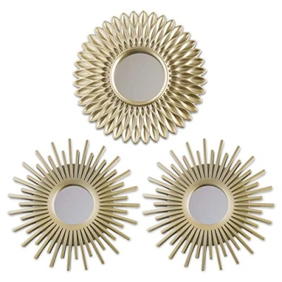 Image of BONNYCO Wall Mirrors Pack of 3 Gold for Living Room, Home Decor &amp; Bedroom Round Hanging and Small Shabby Chic Accessories Gifts Women Mums