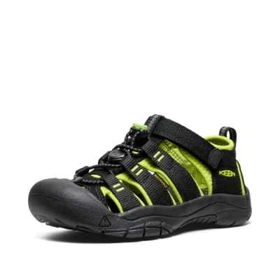 Image of KEEN Unisex Kids Newport H2 Sandal, Black Lime Green, 6 UK