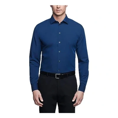 Image of Kenneth Cole Men&#039;s Dress Shirt Regular Fit Solid, Medium Blue, 17&quot; 17.5&quot; Neck 32&quot; 33&quot; Sleeve