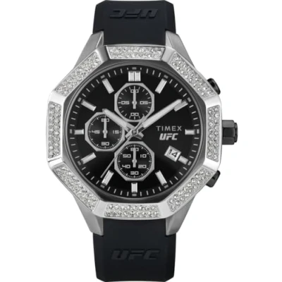 Image of Timex Ufc King Chrono Mens Black Watch TW2V99300 Silicone One Size
