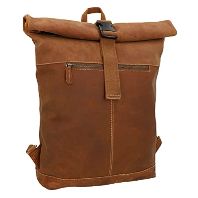 Image of Gusti Rolltop Backpack Leather Mattis 16 Litres Messenger Bicycle Trekking Women Men, light brown, Einheitsgröße