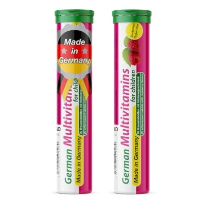 Image of Multivitamin for Children 2 x 20 effervescent Tablets Raspberry Flavor T&amp;D Pharma German Made in Germany