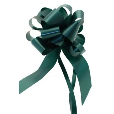 Image of Finishing Touches Party Store 5 Large 50mm Hunter Green Pull Bows Hampers,Gifts,Wreaths,Venue Decorations