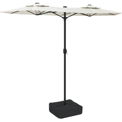 Image of vidaXL Double Head Garden Parasol Sand White 316x145 cm