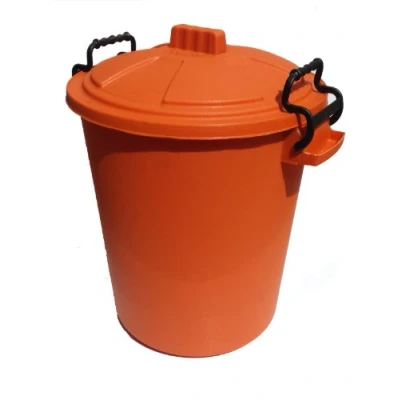 Image of KetoPlastics 50L PLASTIC HANDLE ORANGE Garden Storage Dustbin Bin 50 Litre Refuse HEAVY DUTY