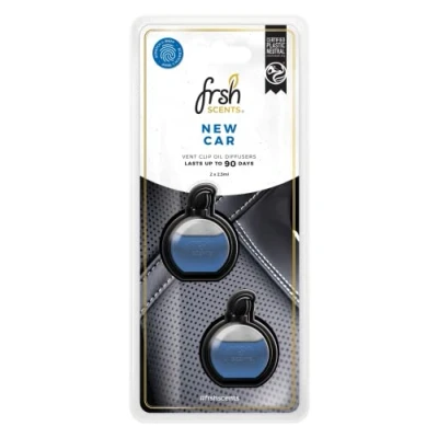 Image of FRSH Scents FR9187 New Car x2 Mini Vent Clip Deluxe Diffuser Air Freshener Lifespan of Upto 90 Days Ideal for Any Sized Vent, Silver