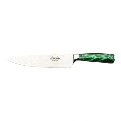 Image of Rockingham Forge Sunrise Collection 8&quot; Chef&#039;s Knife, Stainless Steel with Resin Handles, Emerald Green