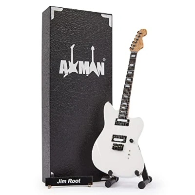 Image of Jim Root Miniature Guitar Replica Music Gifts Handmade Ornamental 1/4 Scale Includes a Display Box, Name Tag and Stand