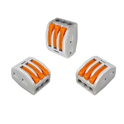 Image of Aiqeer 30 Pcs PCT 213 Lever Nut Wire Connectors, 3 Ports Conductor Compact Cable Clamp Terminal Block Quick Spring Connector