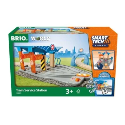 Image of BRIO World Smart Tech Sound Service Train Station for Kids Age 3 Years Up Presents Children