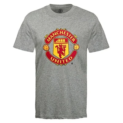 Image of Manchester United FC Official Football Gift Mens Crest T Shirt Grey 3XL