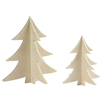 Image of Christmas Trees, H: 13+18 cm, plywood, 2asstd