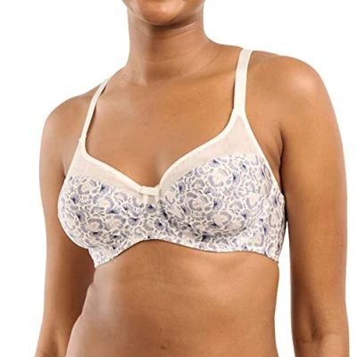 Image of Sans Complexe Women&#039;s Complice Bra, Ivory/Blue Floral Print, 40D