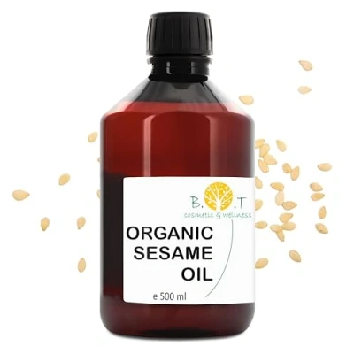 Image of Sesame Oil Organic, Pure, 100% Natural, Cold Pressed Oil, Skin Care, Hair Massage Ayurveda DEODORISED 500 ml 17.6fl oz