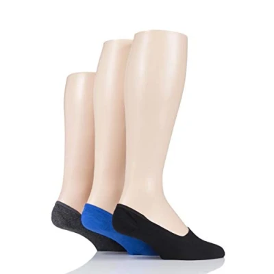 Image of 3 Pair Grey / Cobalt Black Fine Bamboo Liners Men&#039;s 7 11 Mens SOCKSHOP