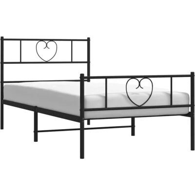 Image of vidaXL Metal Bed Frame without Mattress with Footboard Black 80x200cm