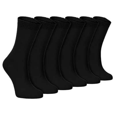 Image of Sock Snob 6 Pairs of Ladies Thin Plain Coloured Cotton Rich Ankle Socks 4 7 uk (4 uk, PL30 Black)
