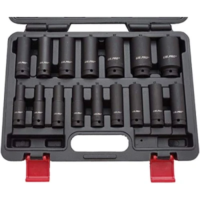 Image of US PRO by Bergen 16pc 1/2&#039;&#039; Dr 6 Point European Deep Impact Socket Set B1340