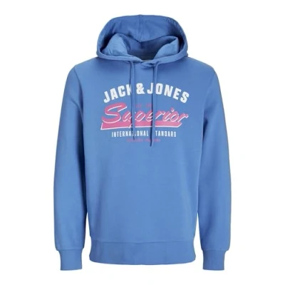Image of JACK&amp;JONES Men&#039;s Jjelogo Sweat Hood 2 Col 24/25 Noos Sweatshirt, Pacific Coast, L