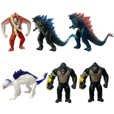 Image of BZQCPLX 6PCS Monsters and Orangutan Figures,Movie Monster Series Action Figure,Collectable Supercharged Highly Detailed Articulated Figure,Figures Suitable for Ages 4 Years