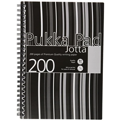 Image of Pukka Pad Jotta Notebook Wirebound Plastic Punched 200pp 80gsm A5 Black Stripes Ref JP021 5 [Pack 3]