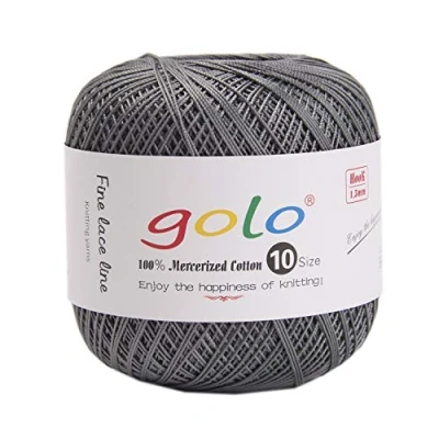 Image of golo Crochet Thread Size 10 Yarn for Hand Knitting (Black Silver)