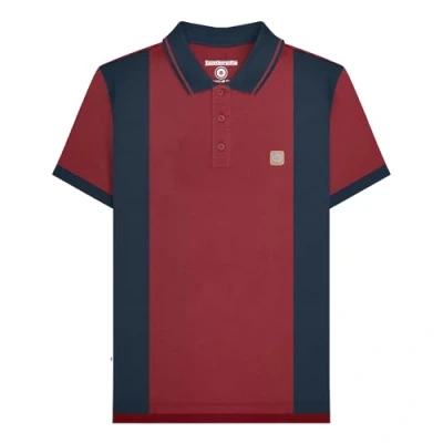 Image of Lambretta Mens Vintage Short Sleeve Polo Shirt (UK, Alpha, 3XL, Regular, Burgundy Navy)