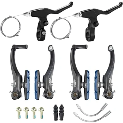 Image of Chooee Mountain Bike Linear V Brake Set, Bicycle Front and Rear Brakes,black/blue