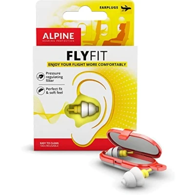 Image of Alpine FlyFit Earplugs for Flying Prevent Ear Pain &amp; Regulates Air Pressure Aeroplane Travel Essentials Comfortable Reusable with Ultra Soft Filter Flight Holiday 17 dB