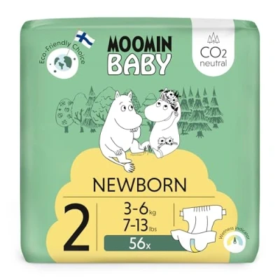 Image of Moomin Baby Newborn Eco Diapers Size 2, 3 6 kg, 56 Premium with Moisture Indicator Soft and Skin Friendly, No Unnecessary Chemicals
