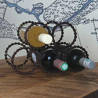 Image of Recycled Bike Bicycle Chain Parts Wine Bottle Rack/Holder Handmade Upcycled