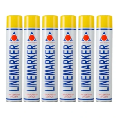 Image of Aerosol Solutions Yellow Line Marker Marking Spray Paint 750ml (6 pack)