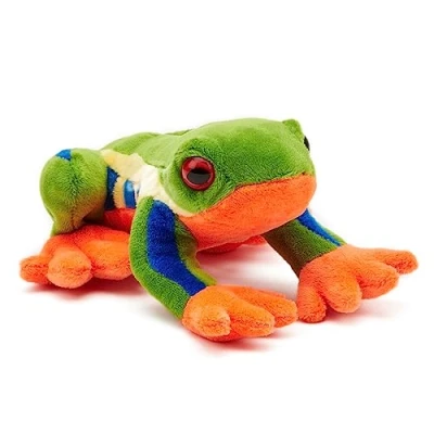 Image of Zappi Co 100% Recycled Plush Tree Frog Toy (15cm Length) Stuffed Soft Cuddly Eco Friendly animals Collection For New Born Child First kid