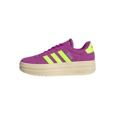 Image of adidas Women&#039;s VL Court Bold Shoes, Flash Pink/Lucid Lemon/Silver Metallic, 4 UK