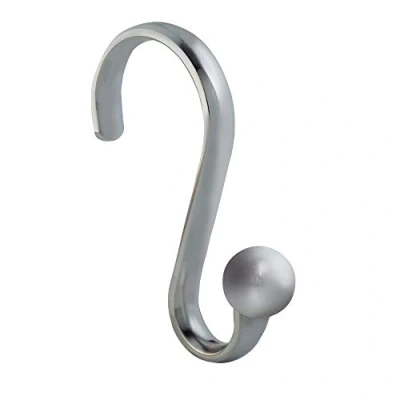 Image of iDesign Axis Shower Curtain Hooks, Metal Hooks for Showers, Silver, Set of 12 Bathroom