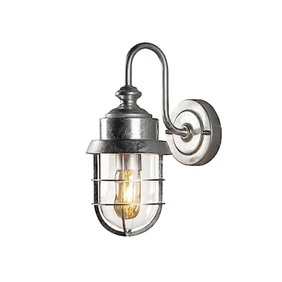 Image of Konstsmide Cerignola 7351 320 Wall Light E27 Galvanised Steel/Clear Glass