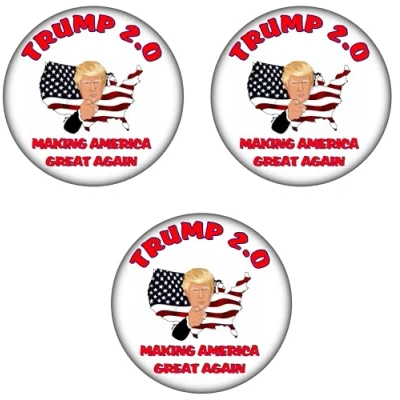 Image of 3 PACK Donald Trump 2.0 59mm Badge Make America Great Again