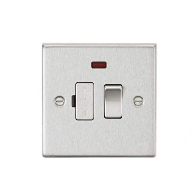 Image of KnightsBridge 13A Switched Fused Spur Unit with Neon Square Edge Brushed Chrome