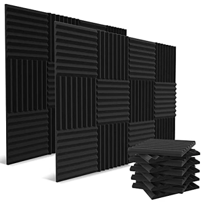 Image of 52 Pack Acoustic Panels 1 X 12 Inches Foam High Density Soundproof Studio Wedges Charcoal