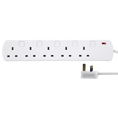 Image of PRO ELEC PELB2003 Individually Switched Mains Extension Lead, 5 Gang, 7.5m, White