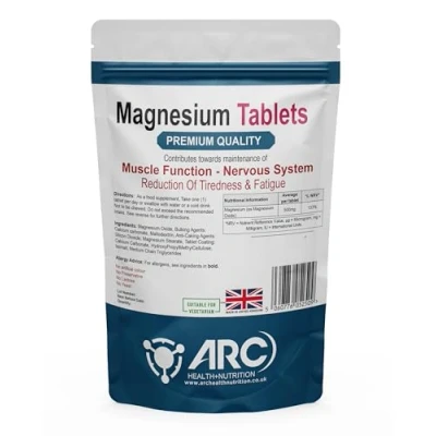 Image of Magnesium 500mg Supplements 180 Vegan High Strength Tablets Supports Muscle Function, Tiredness, Bones, Energy, Nervous System Made in UK