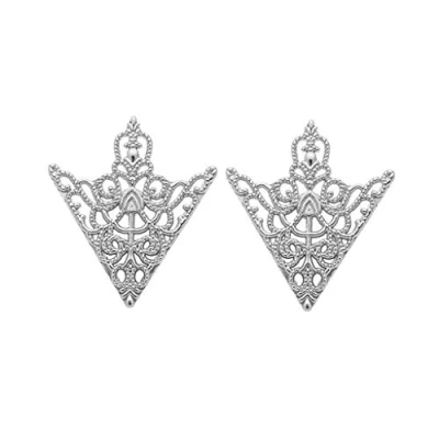Image of Elegant Silver Hollow Triangular Collar Lapel Pin Brooch Men Costume Jewelry