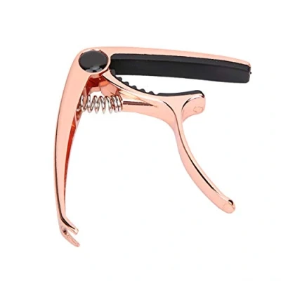 Image of Guitar Capo Clamp,Key Tuner Zinc Alloy For Folk 4‑6 String Guitar, Bass, Ukulele(rose gold) Musical Instrument Accessories