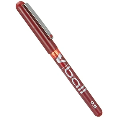 Image of Pilot VB5V ball liquid ink rollerball pens pack of 6Red Fine Metal Pasteaa