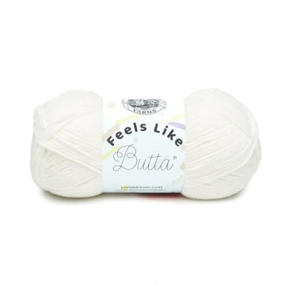 Image of Lion Brand Yarn Company 215 100 Feels Like Butta Yarn, White, One Skein (Packaging may vary)